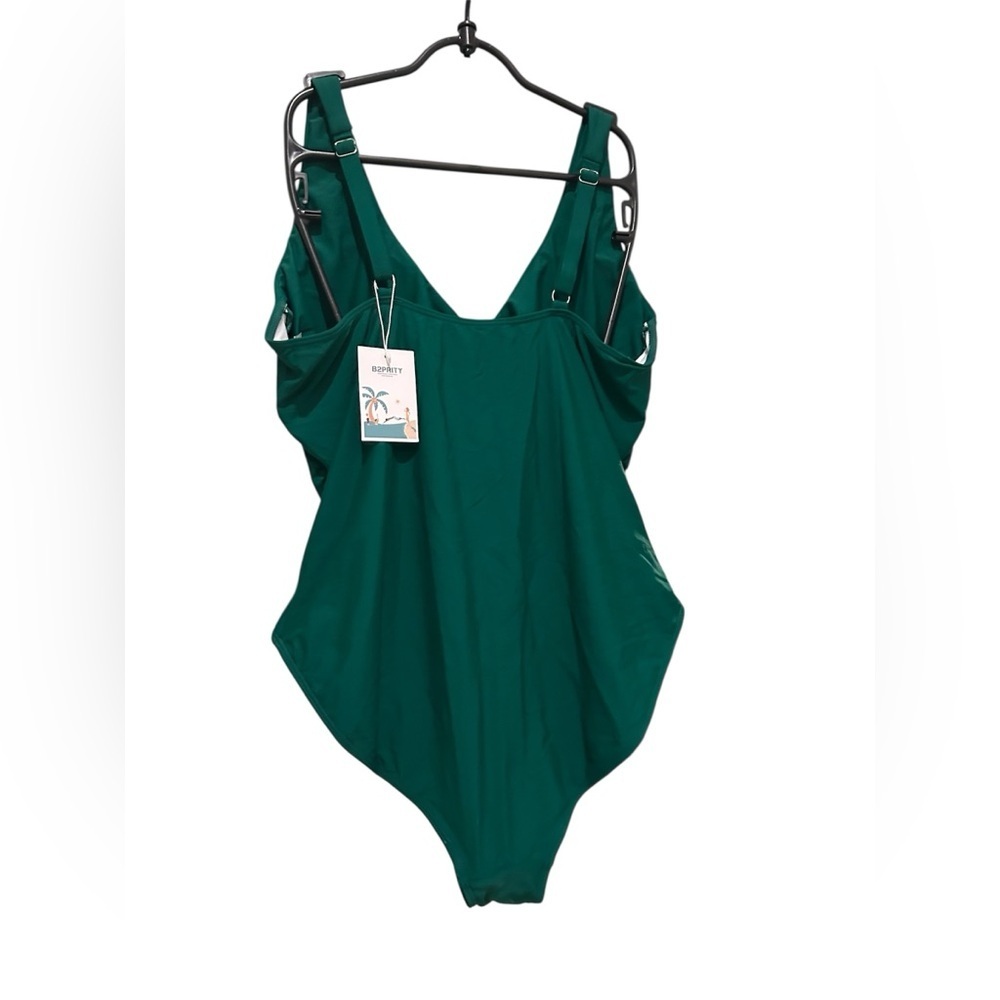 💚 B2PRITY Deep‑V Ruched One‑Piece Swimsuit – XXL – Tummy Control, Push‑Up - Picture 5 of 7